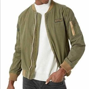 Bufflao David Bitton Dark Laurier Varsity Bomber Jacket Mens size medium